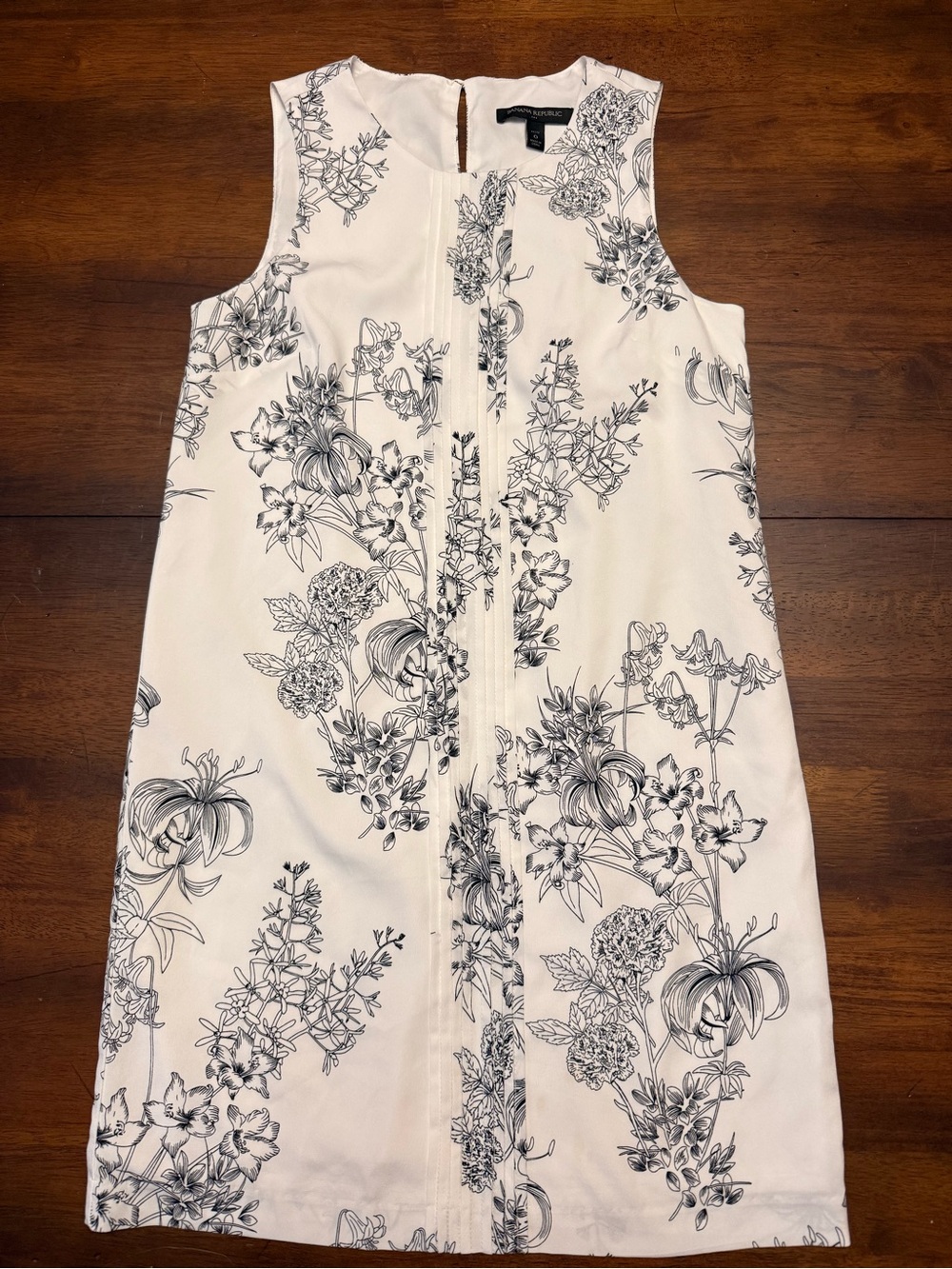 Banana Republic White Dress with Black Floral Outline
